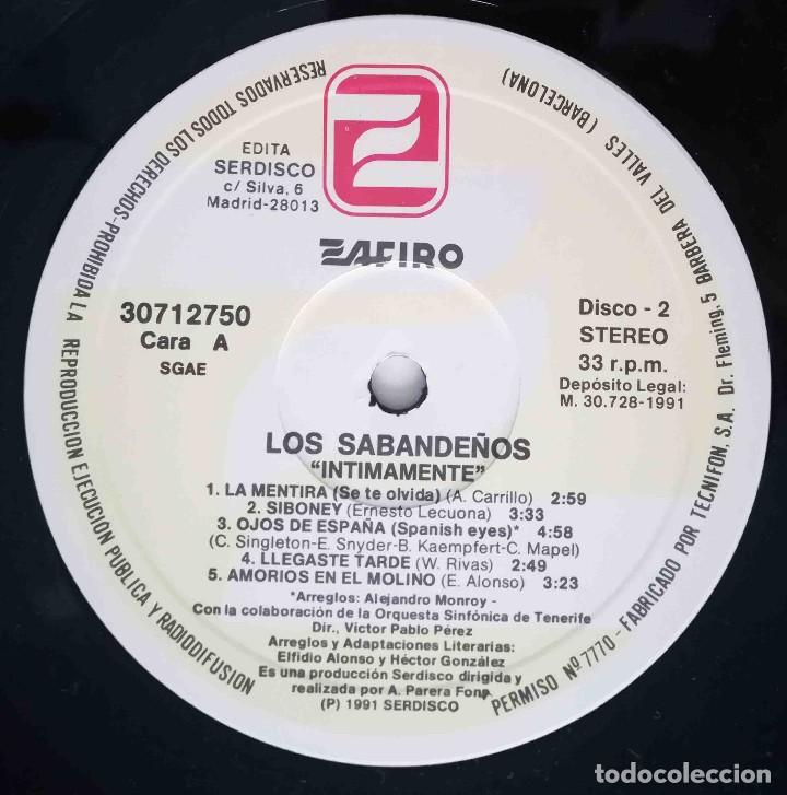 Discos de vinilo: 2 LP Los Sabande&ntilde;os - Intimamente - Zafiro 1991 - Foto 7