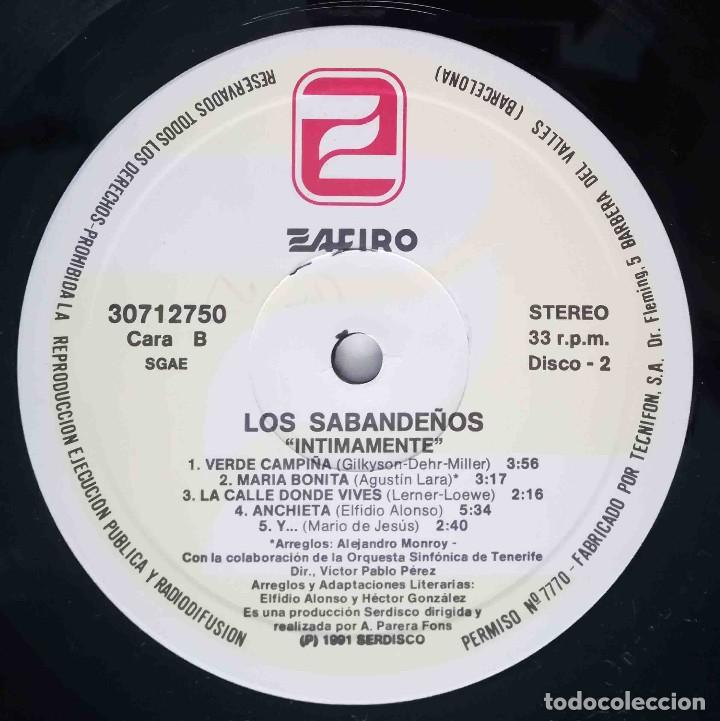 Discos de vinilo: 2 LP Los Sabande&ntilde;os - Intimamente - Zafiro 1991 - Foto 8