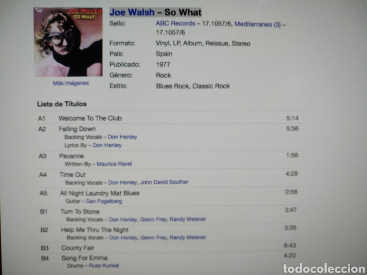 Discos de vinilo: Joe walsh - so what - Foto 2