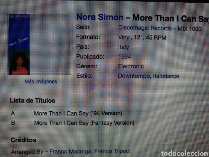 Discos de vinilo: Nora Simon - more than i can say - Foto 2