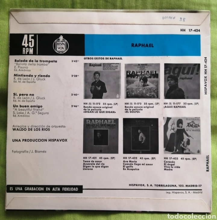 Discos de vinilo: RAPHAEL Balada de la trompeta - Foto 2