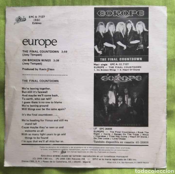 Discos de vinilo: EUROPE The final countdown - Foto 2