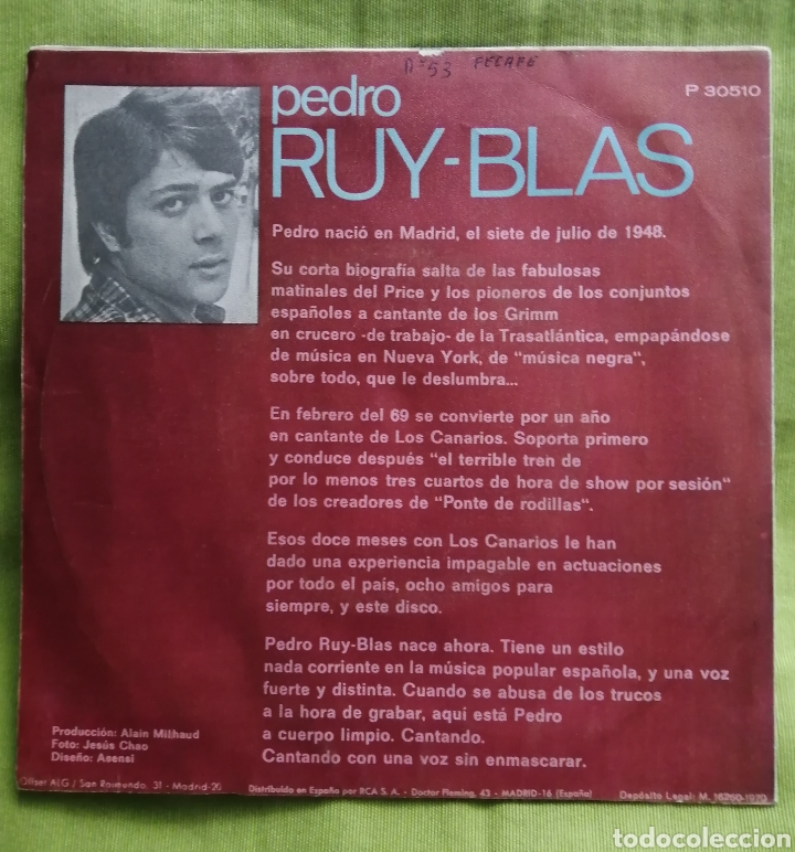 Discos de vinilo: PEDRO RUY BLAS A los que hiri&oacute; el amor - Foto 2