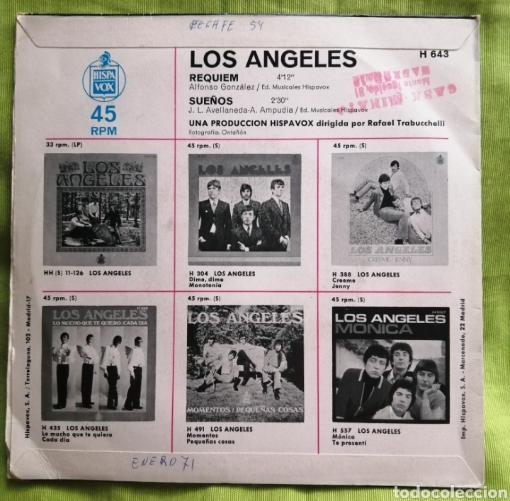 Discos de vinilo: LOS ANGELES Requien /sue&ntilde;os - Foto 2