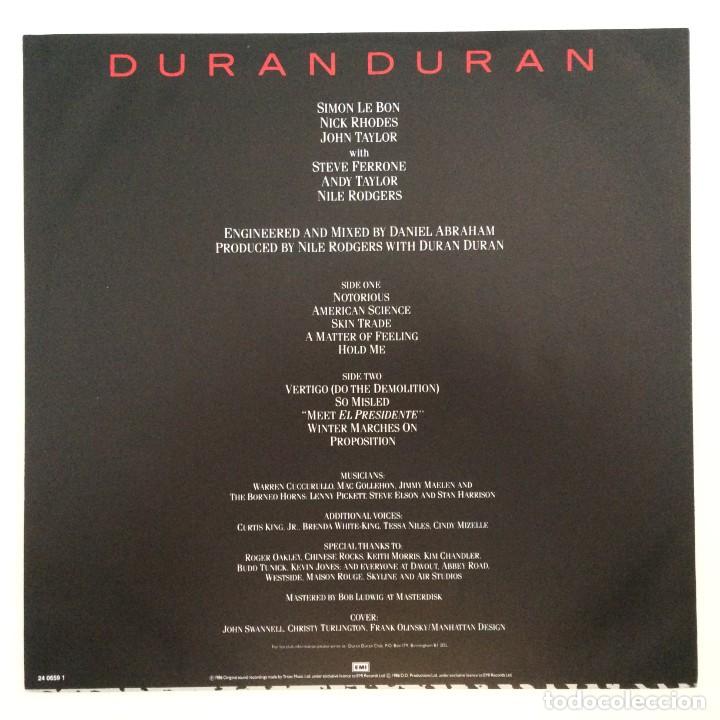 Discos de vinilo: Duran Duran &lrm;&ndash; Notorious Holanda,1986 EMI - Foto 4