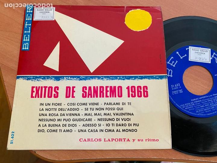 Discos de vinilo: CARLOS LAPORTA (EXITOS SAN REMO) EP 1966 (EPI24) - Foto 1