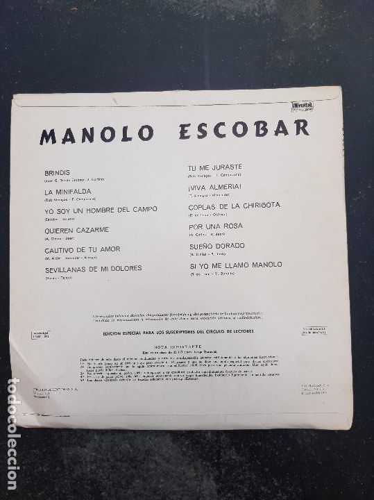 Discos de vinilo: Disco Manolo Escobar - Foto 2