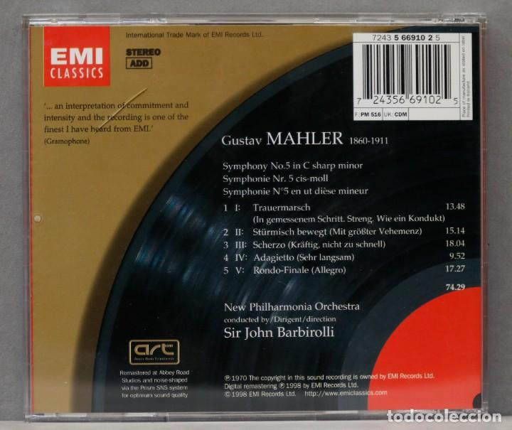 Discos de vinilo: CD. SYMPHONY 5. MAHLER. BARBIROLLI - Foto 2