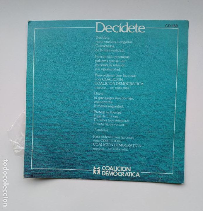 Discos de vinilo: Coalicion democratica - Decidete. SINGLE. TDKDS21 - Foto 2