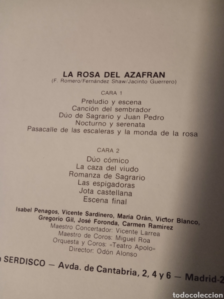 Discos de vinilo: Vinilo lp &rdquo; LA ROSA DEL AZAFRAN &rdquo; - Foto 2