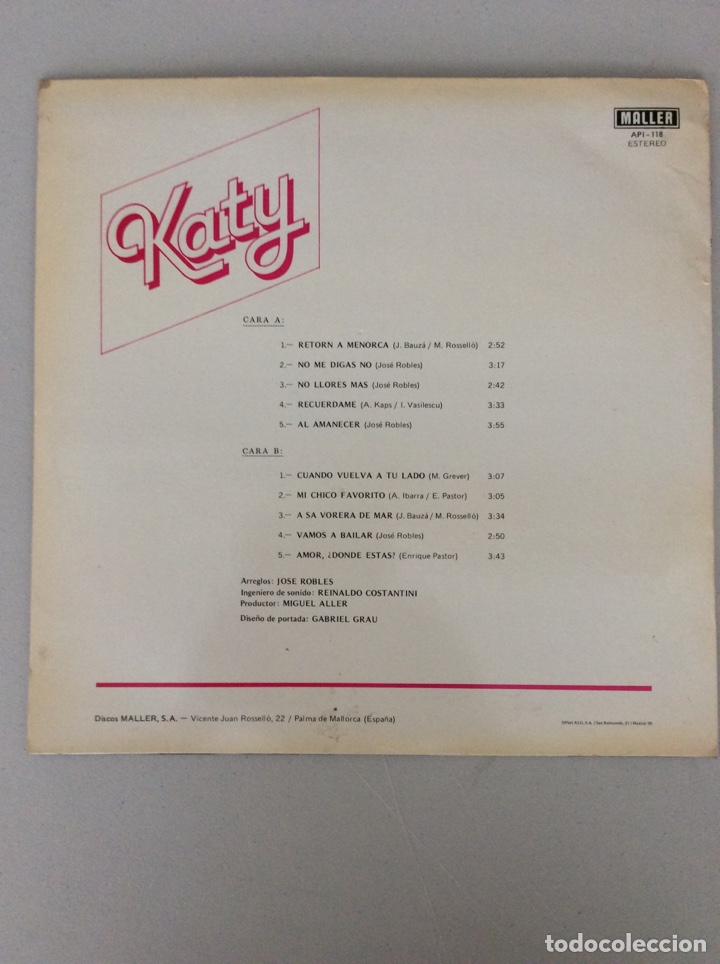 Discos de vinilo: Katy. Retorno a Menorca - Foto 2
