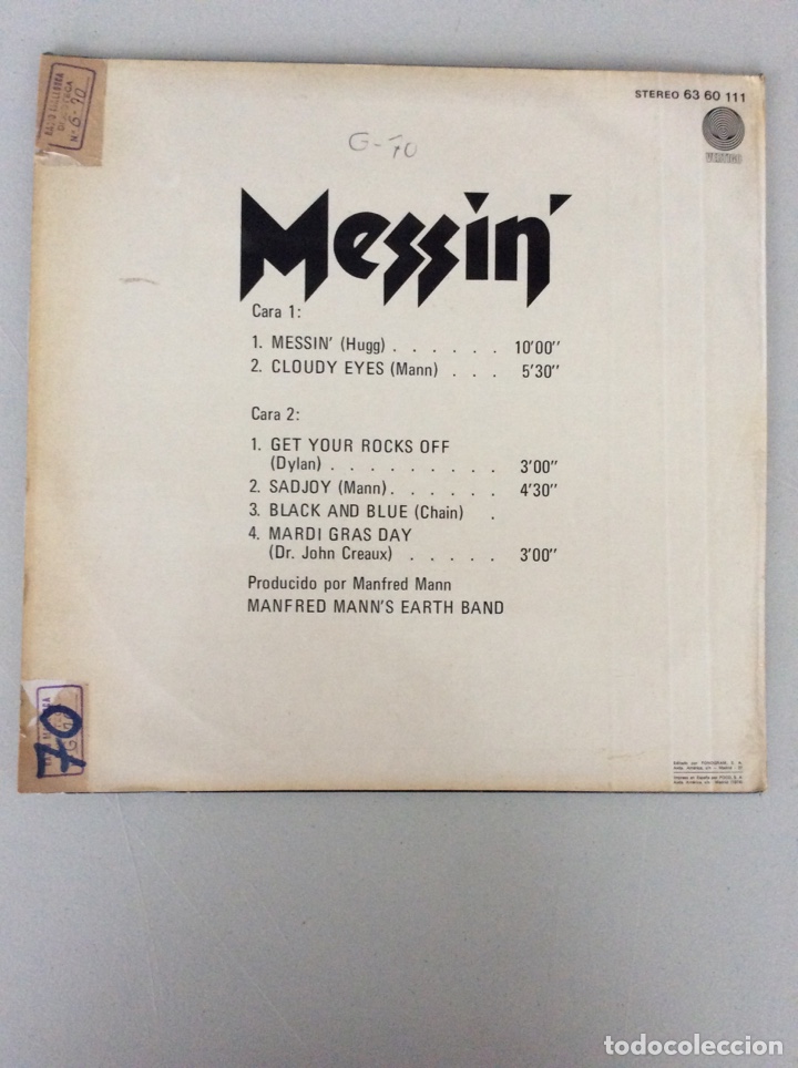 Discos de vinilo: Messin&rsquo;. Cloudy eyes . Manfred Mann&rsquo;s Earth Band - Foto 2