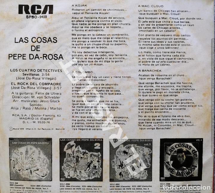 Discos de vinilo: MAGNIFICO SINGLE LAS COSAS DE PEPE DA-ROSA - CUATRO DETECTIVES - Foto 2 - 277728098