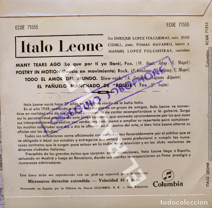 Discos de vinilo: MAGNIFICO SINGLE DE ITALO LEONE - Foto 2