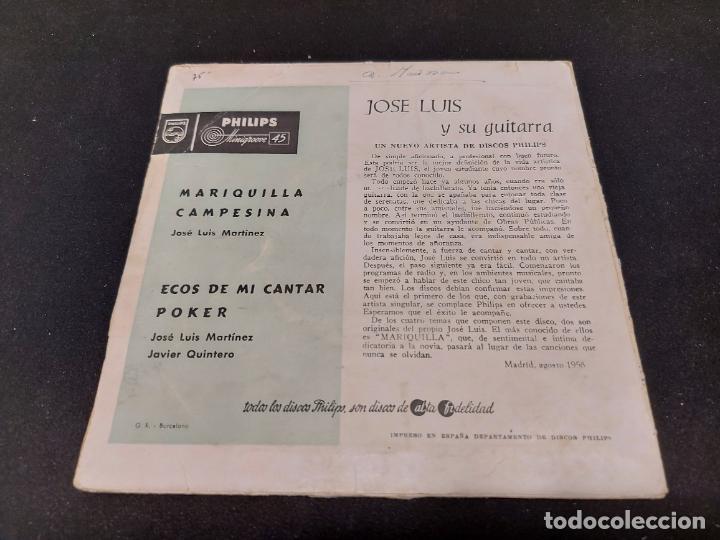 Discos de vinilo: JOSÉ LUIS Y SU GUITARRA / MARIQUILLA + 3 / EP - PHILIPS-1958 / MBC. ***/*** - Foto 2 - 278190168