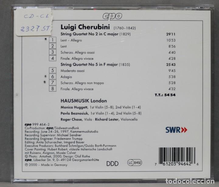 Discos de vinilo: CD. Cherubini. String Quartets Nos. 2 & 5. HAUSMUSIK, LONDON - Foto 2