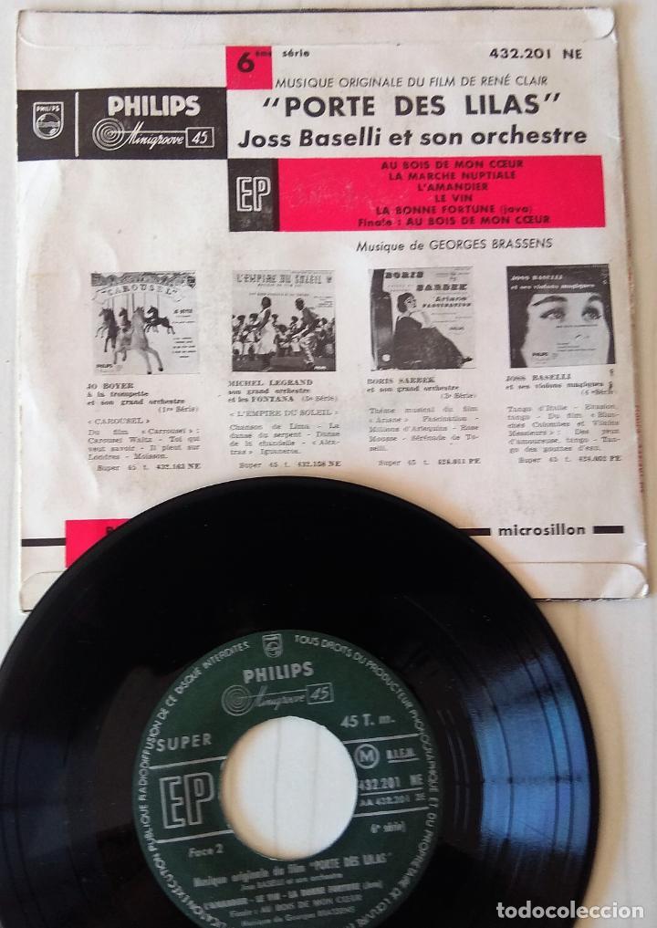 Discos de vinilo: JOSS BASELLI - PORTE DE LILAS PHILIPS - 1957 - Foto 2