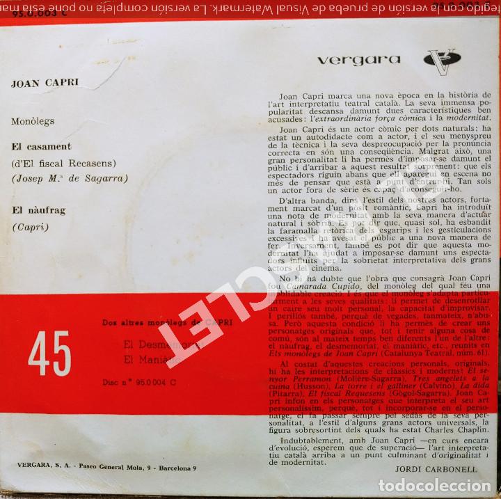 Discos de vinilo: MAGNIFICO SINGLE DE CAPRI - EL CASAMENT - Foto 2
