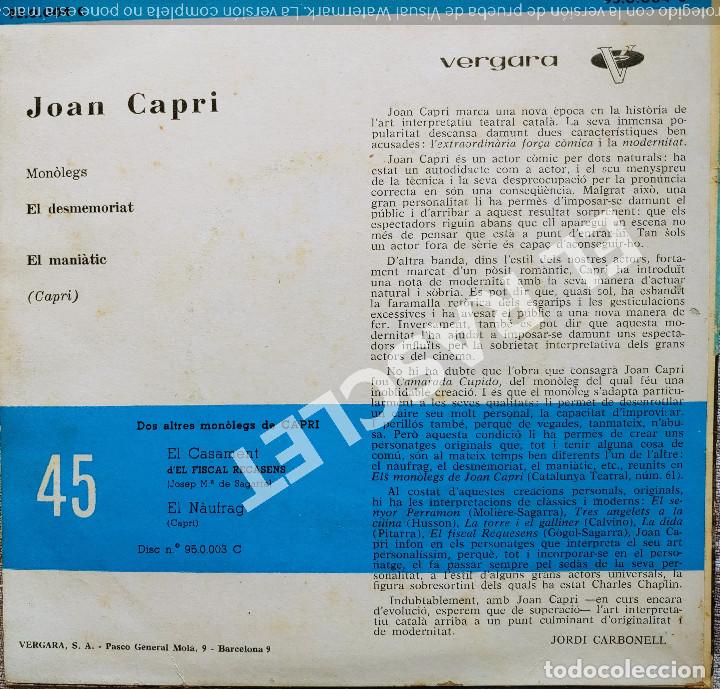 Discos de vinilo: MAGNIFICO SINGLE DE CAPRI - EL DESMEMORIAT - Foto 2