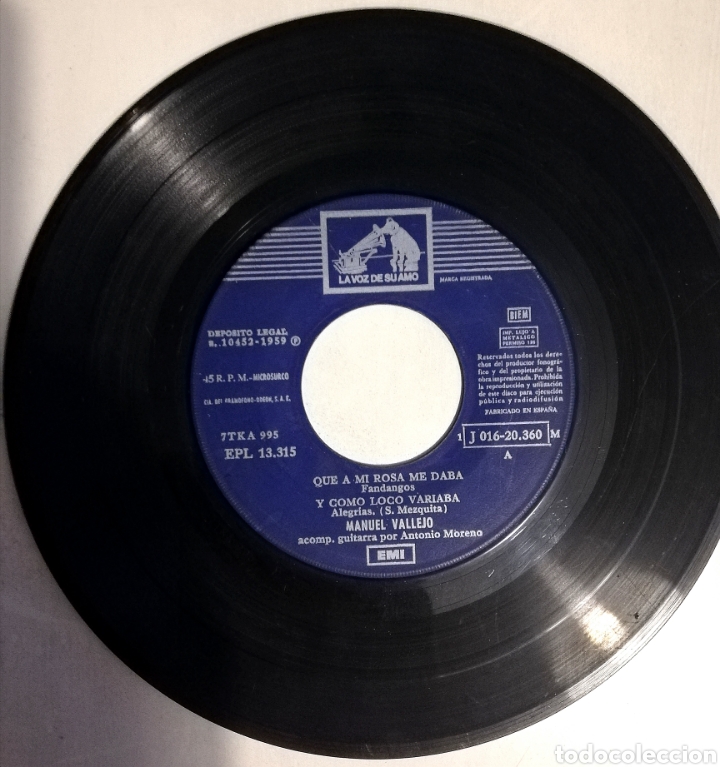 Discos de vinilo: Manuel Vallejo - Que a mi mi rosa me daba - Foto 1