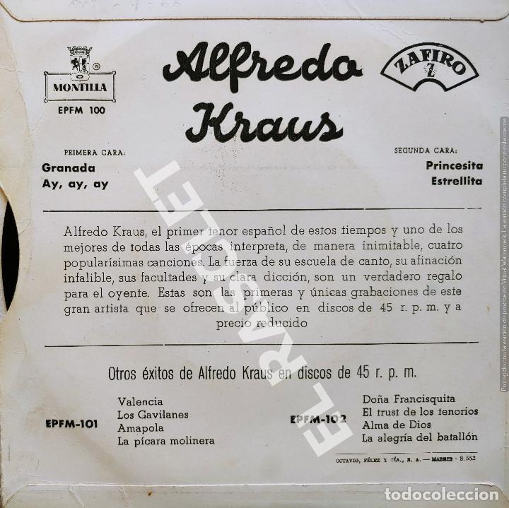 Discos de vinilo: MAGNIFICO SINGLE DE : ALFREDO KRAUS - GRANADA - Foto 2