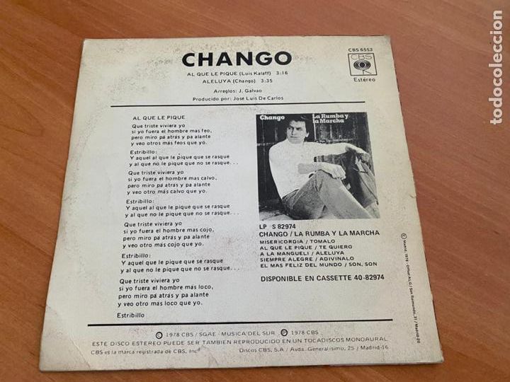 Discos de vinilo: CHANGO (AL QUE LE PIQUE) SINGLE 1978 ESPA&Ntilde;A (EPI24) - Foto 3