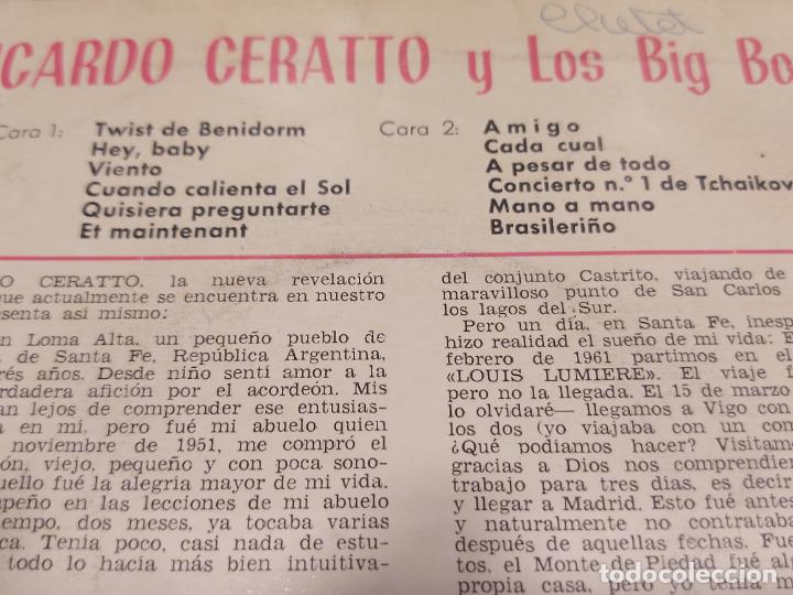 Discos de vinilo: RICARDO CERATTO Y LOS BIG BOYS / TWIST DE BENIDORM + 11 EP - PHILIPS-1962 / MBC. ***/*** - Foto 3 - 278966718