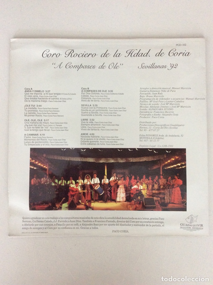 Discos de vinilo: Coro Rociero de la Hermandad de Coria. A compases de Ole - Foto 2