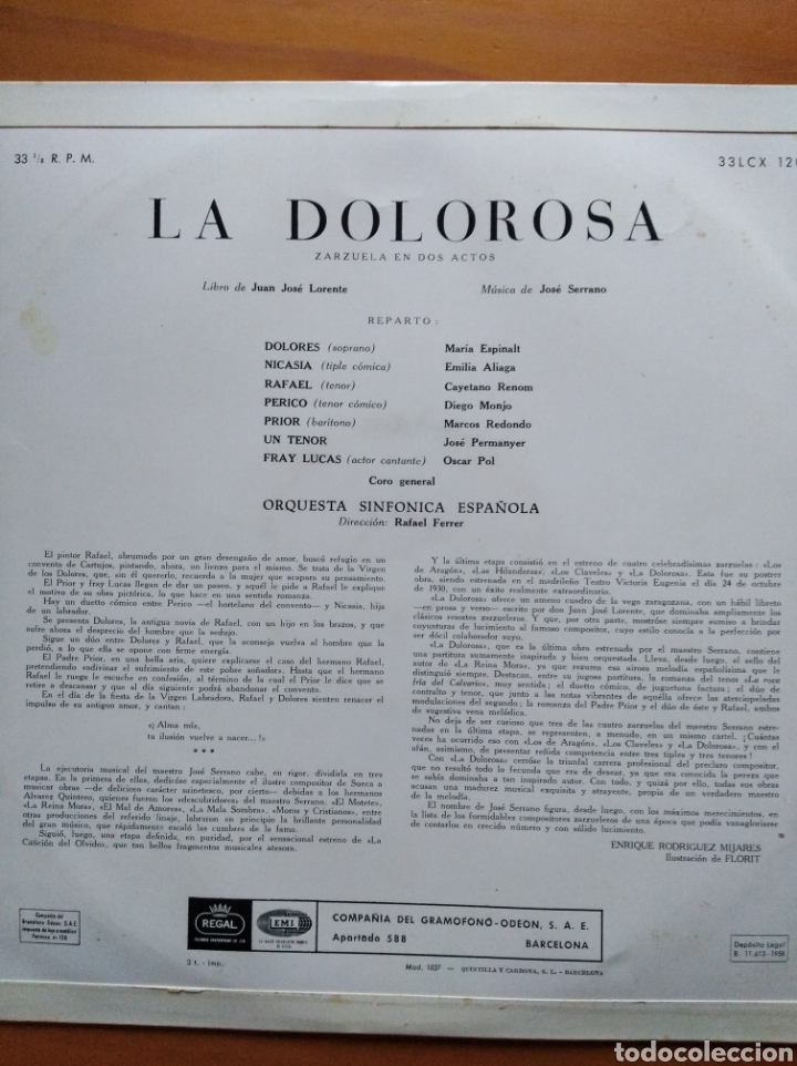 Discos de vinilo: Zarzuela La Dolorosa - Foto 2