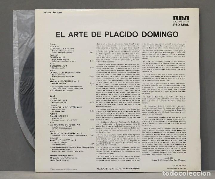 Discos de vinilo: LP. EL ARTE DE PL&Aacute;CIDO DOMINGO - Foto 2