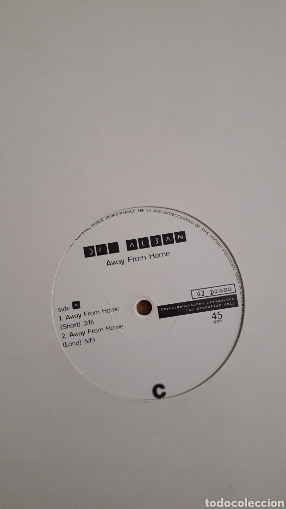 Discos de vinilo: DR ALBAN. AWAY FROM HOME - Foto 2
