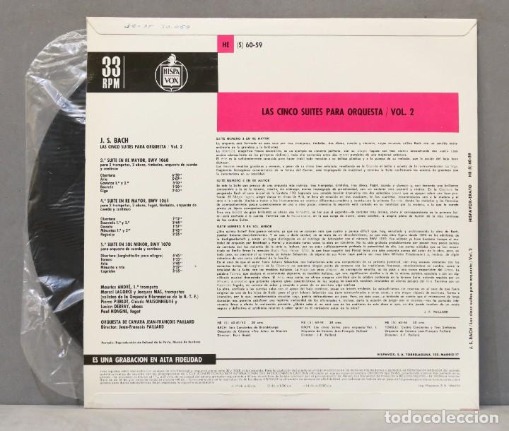 Discos de vinilo: LP. CINCO SUITES PARA ORQUESTA. BACH. PAILLARD. VOL. 2 - Foto 2