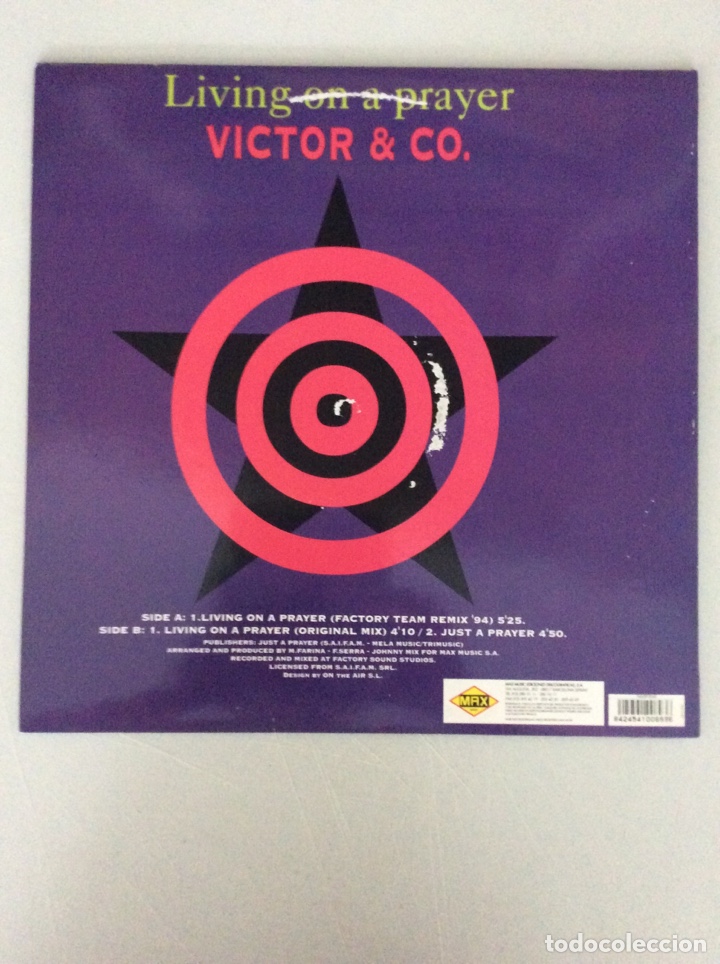 Discos de vinilo: Living on a prayer. Victor & Co. - Foto 2