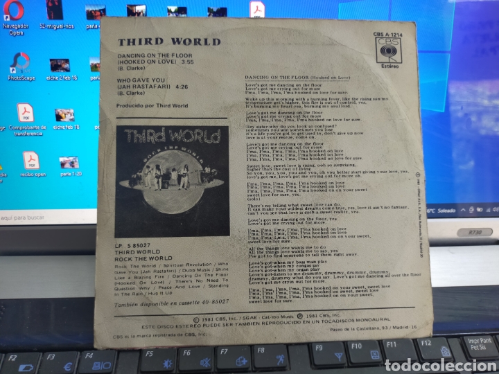 Discos de vinilo: Third world single bailando en la pista Espa&ntilde;a 1981 - Foto 2