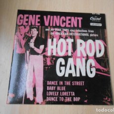 Discos de vinilo: GENE VINCENT - HOT ROD GANG -, EP, DANCE IN THE STREET + 3, AÑO 1965 / REEDICIÓN AÑO ??. Lote 280877323