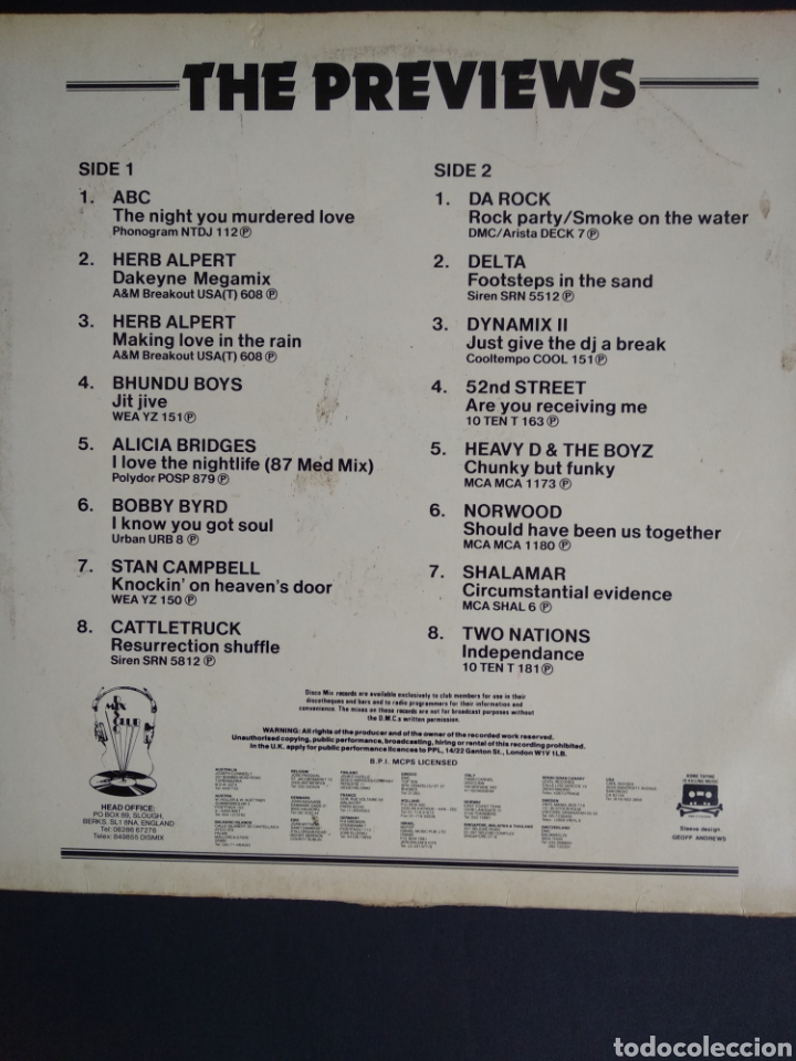 Discos de vinilo: *DJ.MEMBERS ONLY AUGUST 87 PREVIEWS, ENGLAND, 1987 A3 - Foto 2