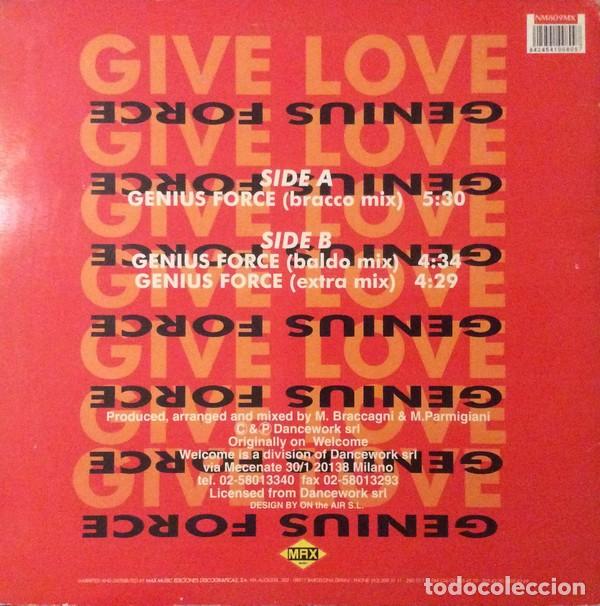 Discos de vinilo: Genius Force &ndash; Give Love-SPAIN-1994-MAXI SINGLE - Foto 2