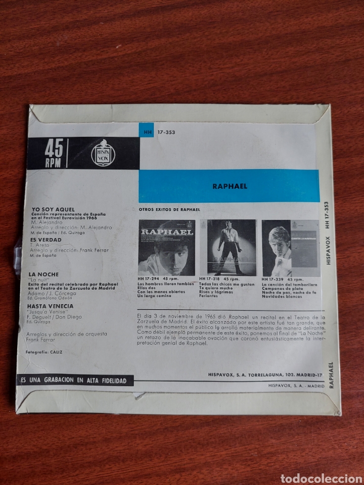 Discos de vinilo: Raphael Yo soy aquel - Foto 2