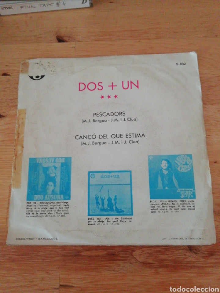 Discos de vinilo: DOS + UN - PESCADORS - CANÇÓ DEL QUE ESTIMA - DDC S-802 - 1968 - BERGUA CLUA - Foto 2 - 281962983