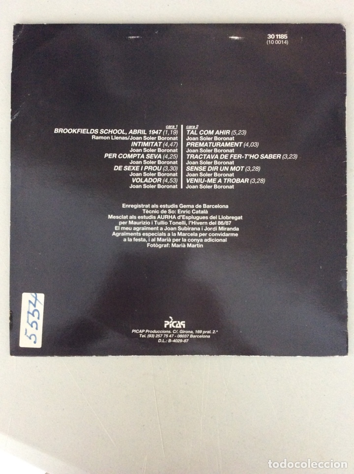 Discos de vinilo: Joan Soler Boronat. Intimitat - Foto 2