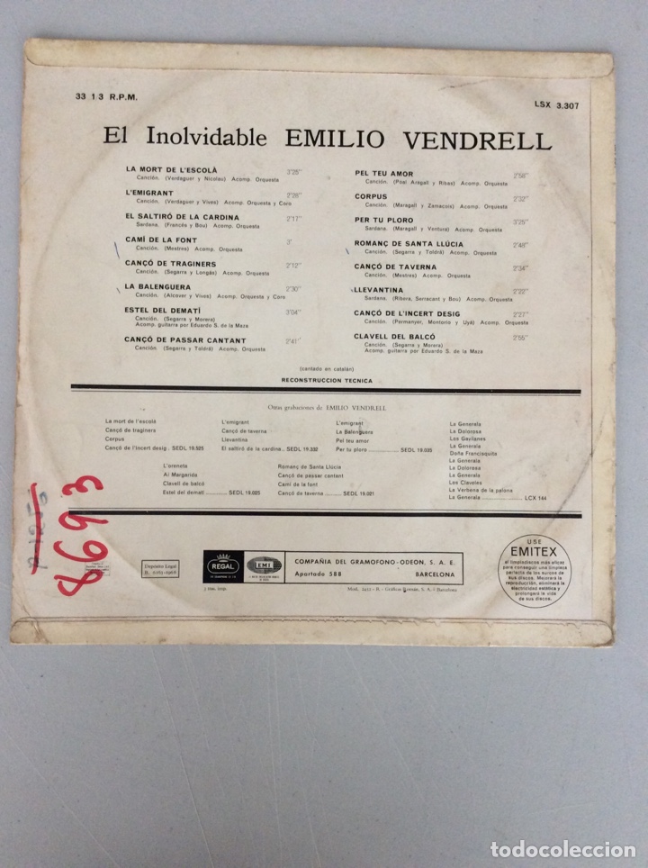 Discos de vinilo: El inolvidable Emilio Vendrell - Foto 2