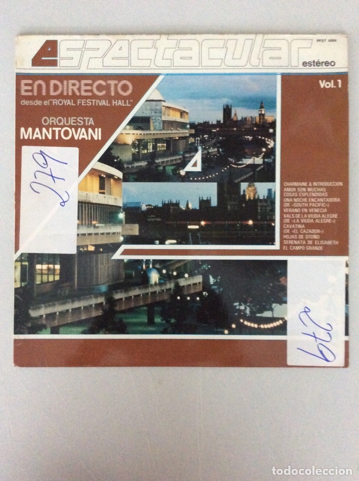 Vinyl-Schallplatten: Espectacular. Directo desde el Royal Festival Hall. Orquesta Mantivani . Volumen 1