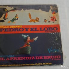 Discos de vinilo: DISNEY PEDRO Y EL LOBO. EL APRENDIZ DE BRUJO. LP HISPAVOX 1966