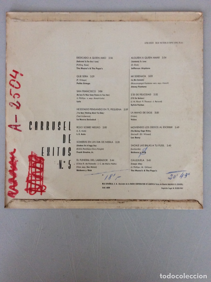 Discos de vinilo: Carrusel de &eacute;xitos n 5 - Foto 2