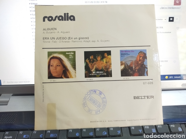 Discos de vinilo: Rosal&iacute;a single alguien 1971 - Foto 2