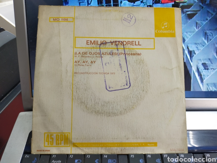 Discos de vinilo: Emilio Vendrell single la de ojos azules! 1972 - Foto 2