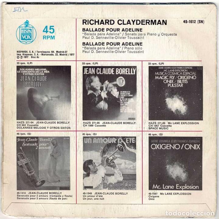 Discos de vinilo: Richard Clayderman - Ballade pour Adeline. Single - Foto 2