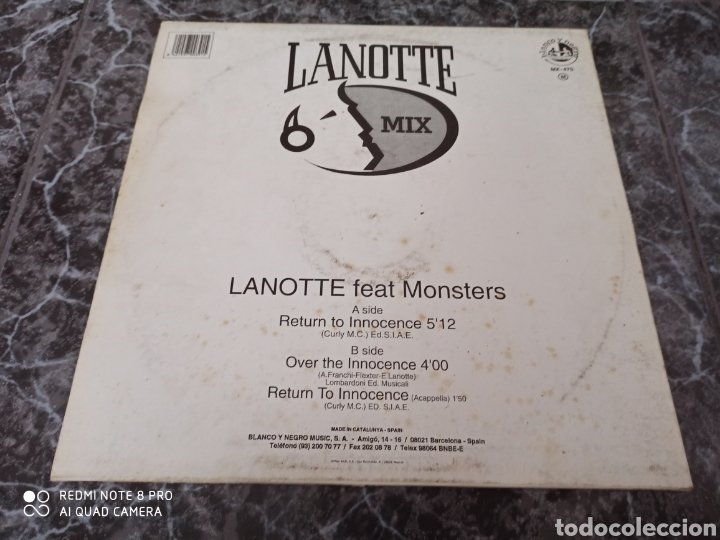 Discos de vinilo: La Notte Feat Monsters - Return To Innocence (12&rdquo;) - Foto 2