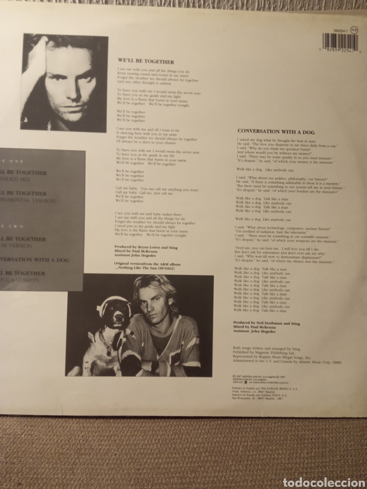 Discos de vinilo: Vinilo MAXISINGLE STING &rdquo; WELL BE TOGETHER &rdquo; - Foto 2