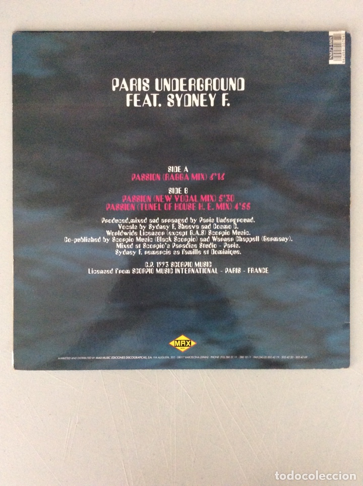 Discos de vinilo: Passion. Paris underground feat Sydney F - Foto 2